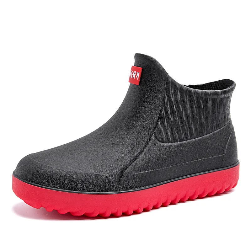 Womens Men's Rubber Slip-On Rain Men Ankle Boot Waterproof Kitchen Working Shoes Fishing Boots Non-Slip Galoshes