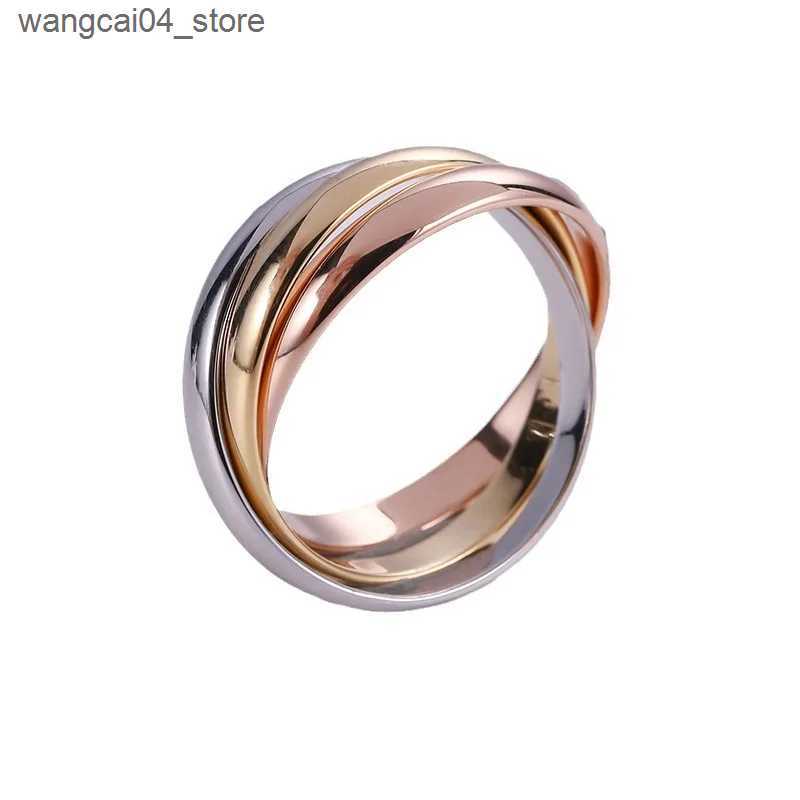 Couple Rings Sterling silver rose gold Internet tricolor ring L240910