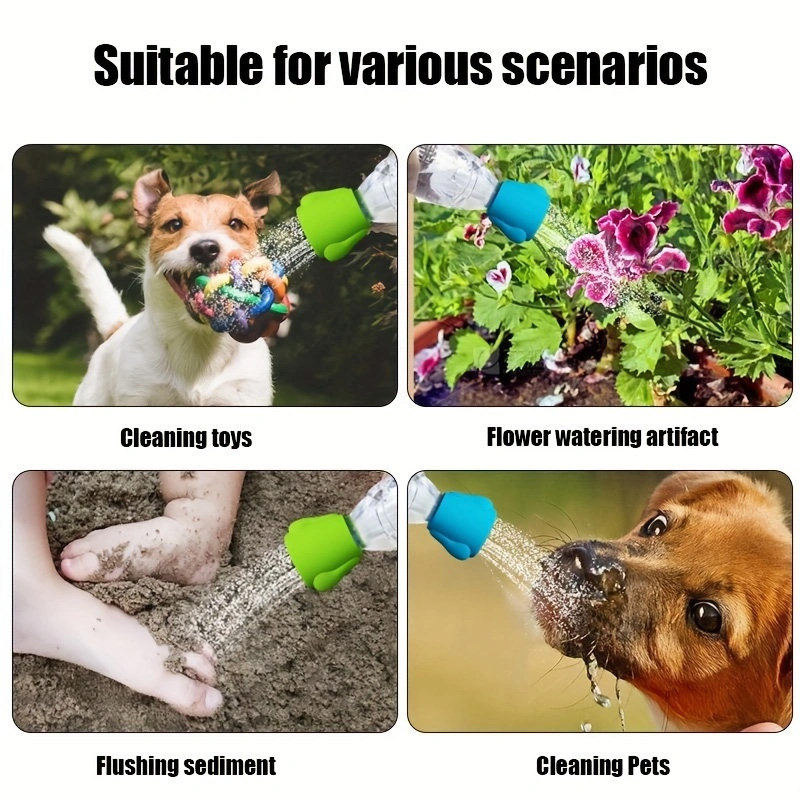 1PC Pet Cleaning Supplies Dog Shower Silicone Multi functional Shower Head Outdoor Portable Water Bottle Shower Head