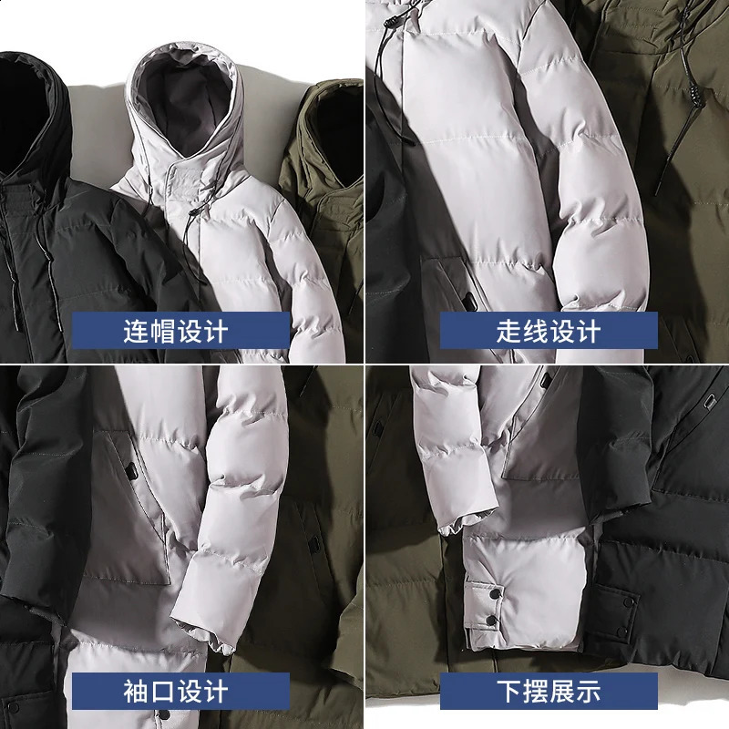 Plus Winter Extended Warm Thick Hoodie Parkas Jacket Mens Autumn Jacket Classic Windproof Pocket Parka Mens 241007