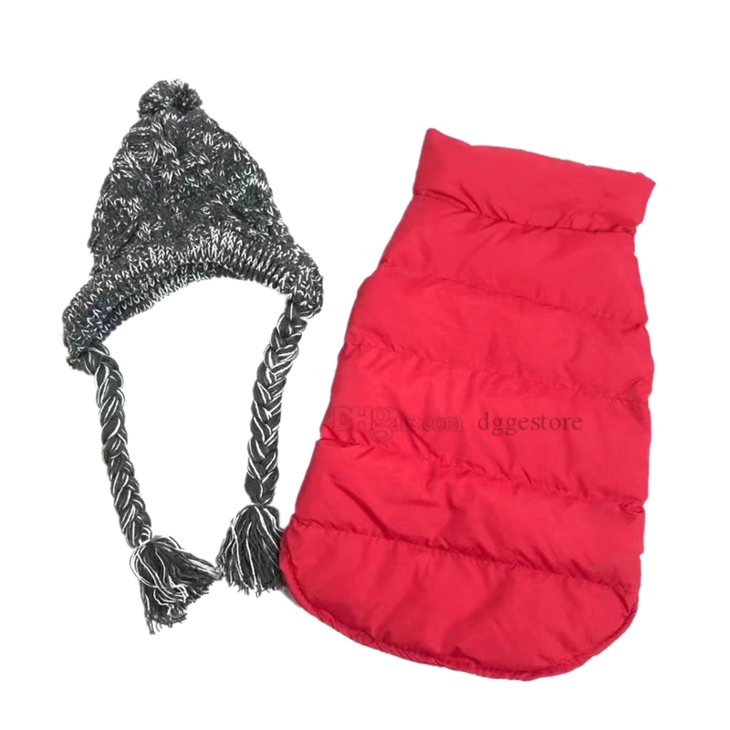 free shipping Designer Clothes Windproof Winter Coat Waterproof et Warm Dog Vest Cold Weather Pet Apparel with Knitted Hat for Small Medium Dogs L