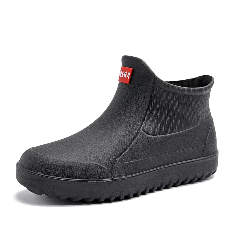Womens Men's Rubber Slip-On Rain Men Ankle Boot Waterproof Kitchen Working Shoes Fishing Boots Non-Slip Galoshes
