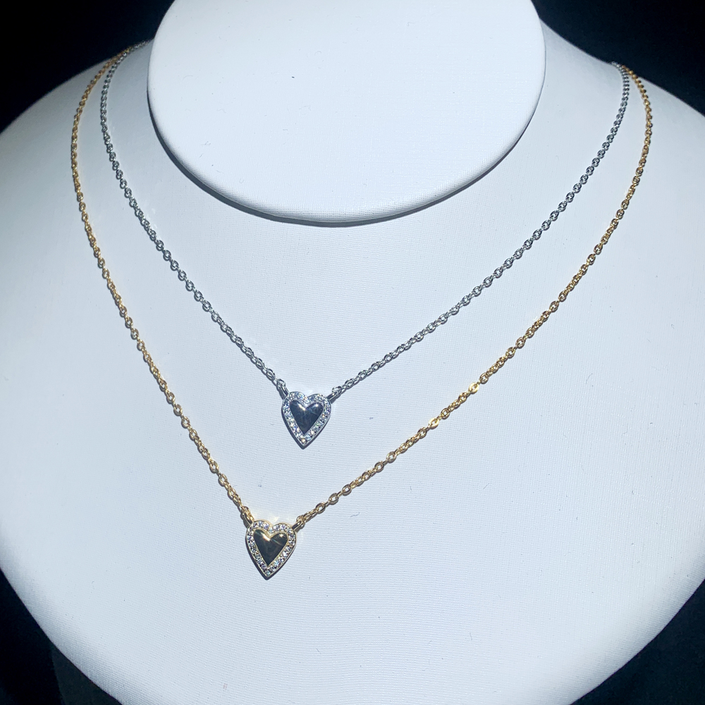 Sterg Sier Heart Pendant Necklace: Cubic Zirconia, Micro Pave, Trendy Jewelry for Women