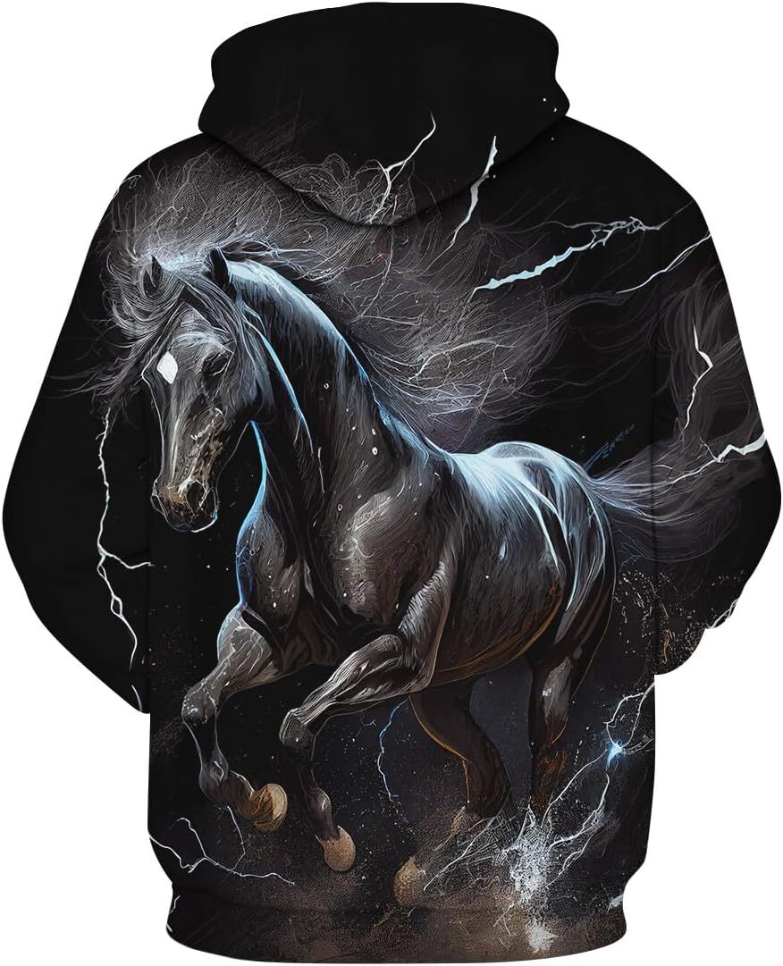Hoodie for Mens Womens Mens Horse Hoodies Retro Tie Dyed Animal Theme Summer Pullover Hoodie Graphic Fashionable and Warm