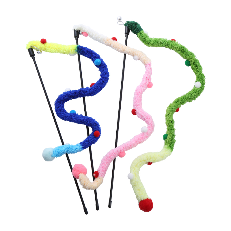 New plush strip cat-teasing stick Soft plush toy interactive self hi pet supplies