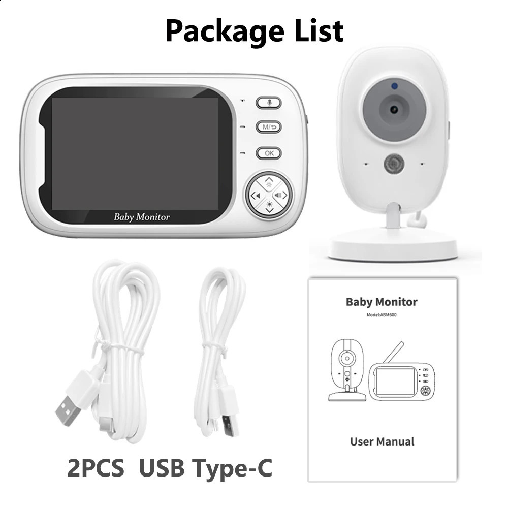 3.5-inch wireless video baby monitor night vision temperature monitor 2-channel audio call baby nanny safety camera 241019