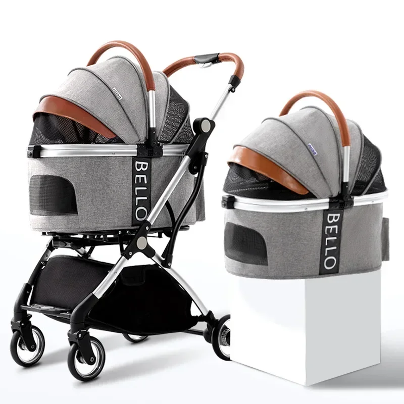 Pet Stroller Detachable Trolley 4-Wheel Foldable Dogs Stroller Aluminum 15kg Dog Travel Stroller Pushchair Jogger Pet Suplies