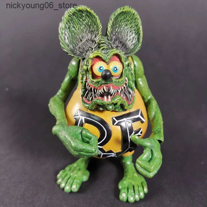 Cartoon Figures 12cm 5Style Rat Fink Action Figures Joints Movable Ed Roth Ratfink Mouse PVC Collectible Model Childrens Toy Gift L240910