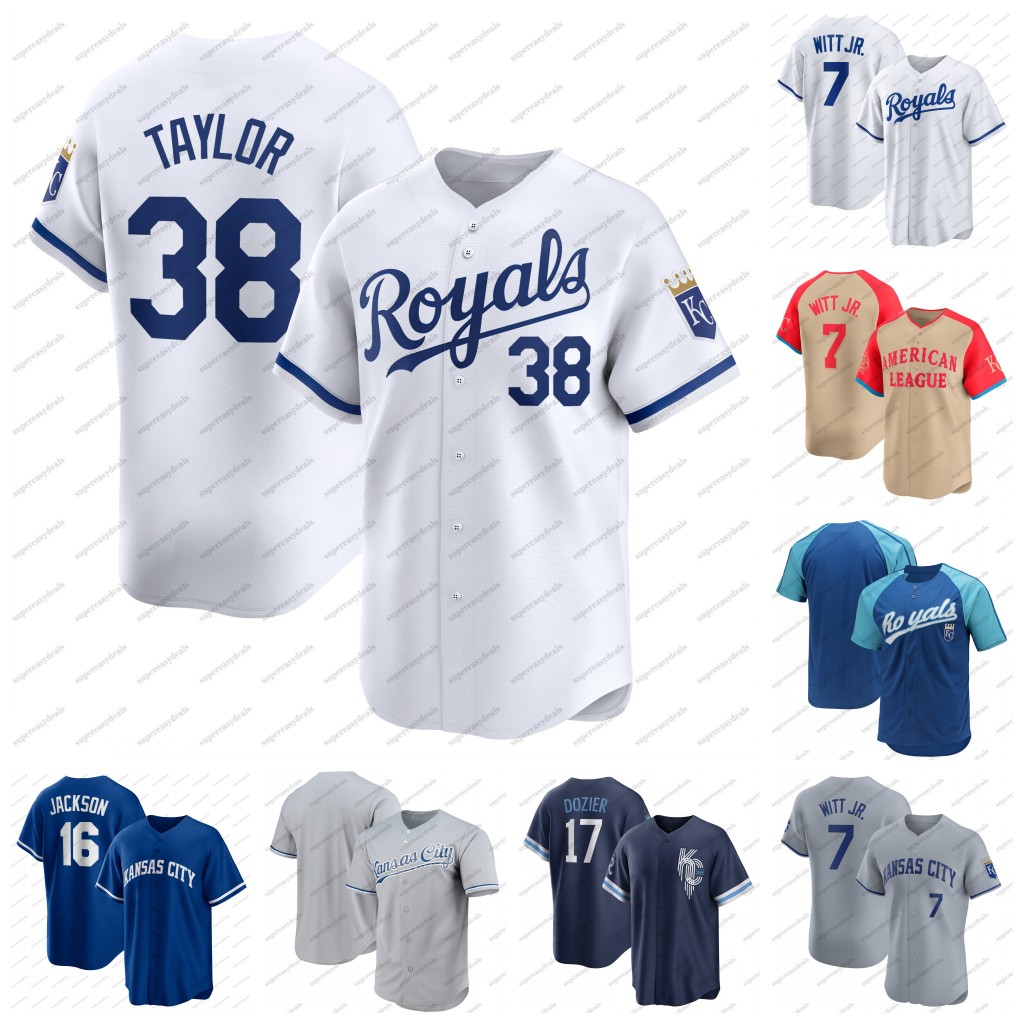 Custom Royals Baseball Jerseys 2024 7 Bobby Witt Jr. 13 Salvador Perez 9 Vinnie Pasquantino 55 Cole Ragans 19 Michael Massey 5 George Brett Hunter Renfroe