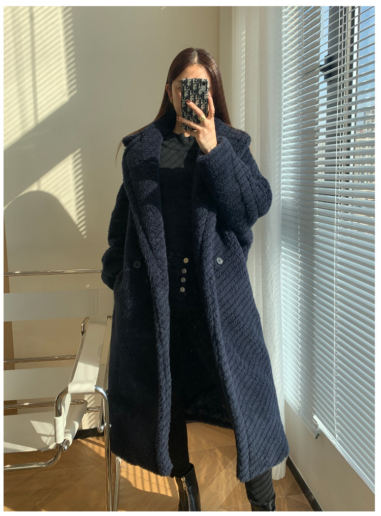 Women's Fur Long Teddy Bear Jacket Authentic Women Winter Coat Thick Warm Oversize Chunky Outerwear Overcoat Real Lambswool Coats