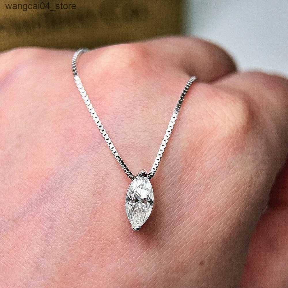 Pendant Necklaces 1CT Marquise Moissanite Pendant Neckalce 925 Sterling Silver Plated Gold Water Drop Diamond Necklaces with Gra for Women Daily L2409