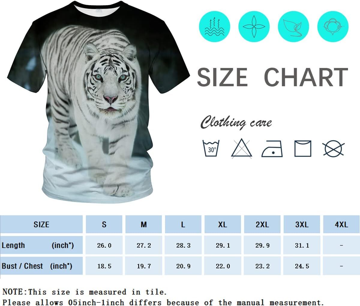 Mens T shirt Men's Tiger T-Shirt Summer Short Sleeve Tees Tops Fantasy Animal Theme Shirt Realistic Graphic Shirt tee Casual tops summer clothes