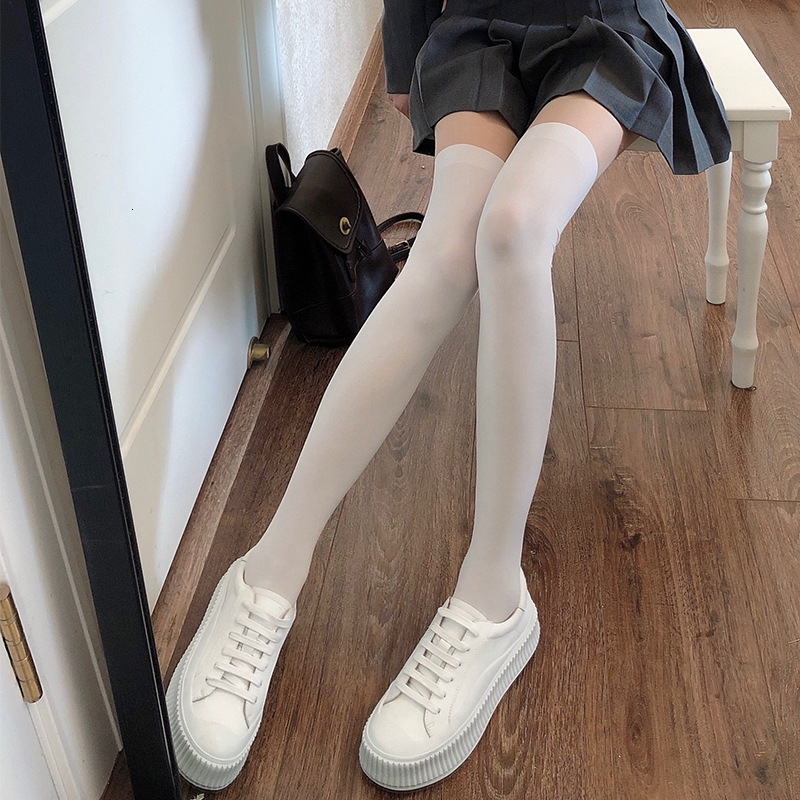 2025 new designer autumn and winter fine stockings white thigh women fashion s JK black high tube socks spliced fake calf socks