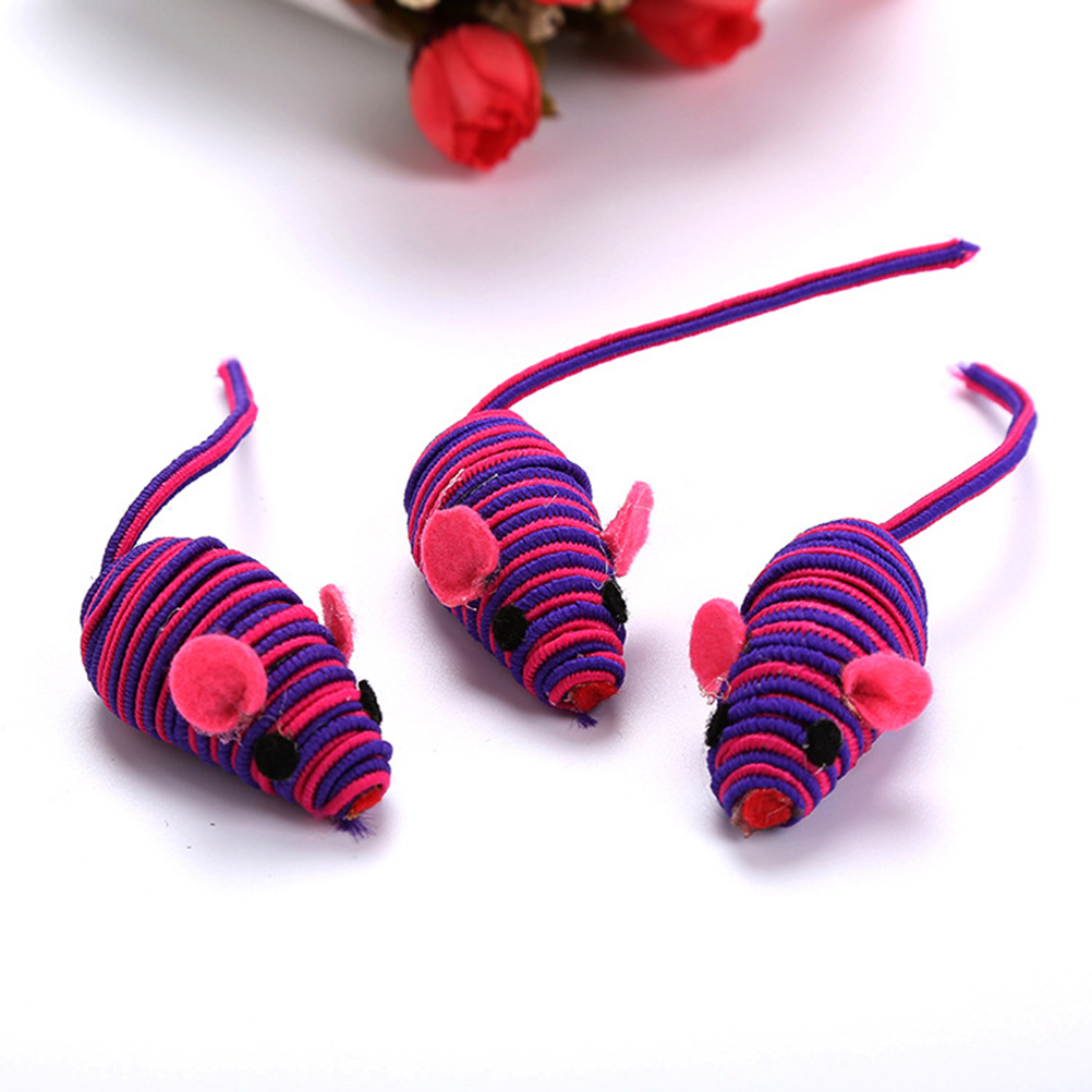 Cat Mouse Toys, Cat Toys Set, Interactive Cat, Cat Teaser Elastic Rope Mouse for Cats Kittens Random color( 12pcs )