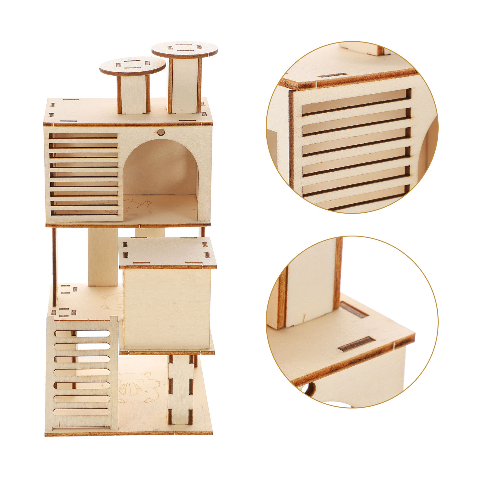 Premium Hamster Wooden Ladder House Habitat Pet Exercise Playground with Platform Fun and Safe for Small Pets