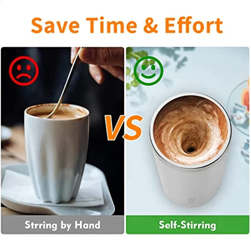 USB Rechargeable Automatic Self Stirring Magnetic Mug Stainless Steel Coffee Milk Mixing Cup Blender Smart Mixer Water Bottle 241015