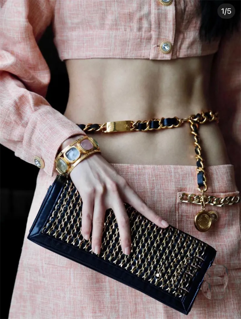 Designer Waist Chain Belt Glamour Luxury Fashion Classic waist chain High quality Multi-style women party Dress Gift Gold Silver belt Chain triangle English mark