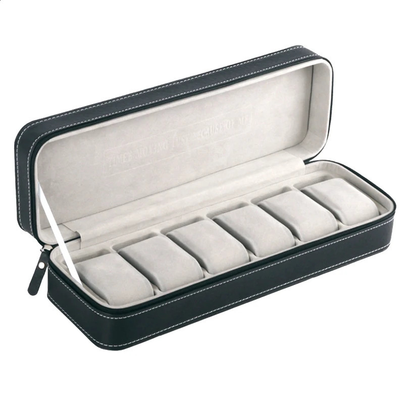 6. 10. 12 slot watch box portable travel zipper PU leather storage box watch display box for business travel and gifts 241011