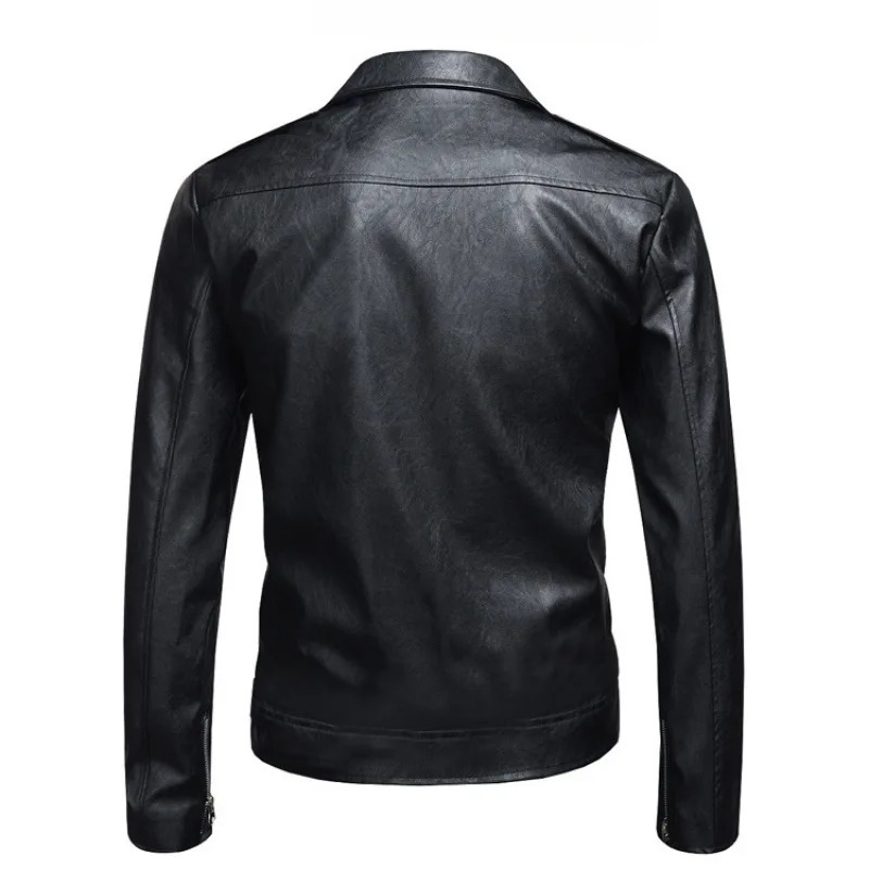 Black White Faux Leather Jacket Spring Autumn Slim Fit Mens Motorcycle With Zipper Casual Male Coat Outerwear Tops 240930