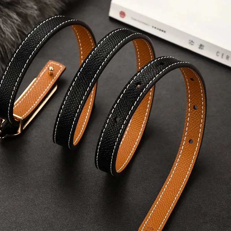 2023 Doublesided use of womens leather belt decorated ins fashion jeans wild student trend n top quality 241014