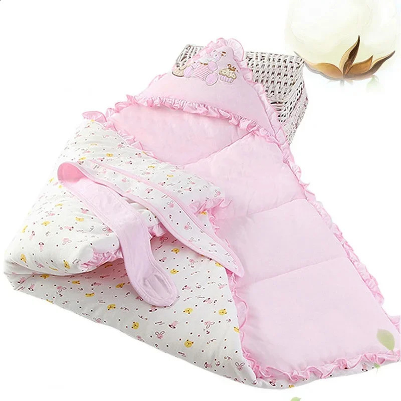 born Cotton Blanket Winter Warm Embroidery Baby Swaddling Cartoon Envelope Wrap Blankets Boys Girls Bed Quilt 241014c