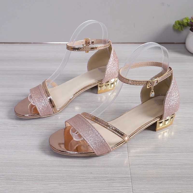 Womens Sandals 2024 Summer New Fashion Crystal Party Shoes Womens Comfortable Open Top Thick Foot Sandals Y241014