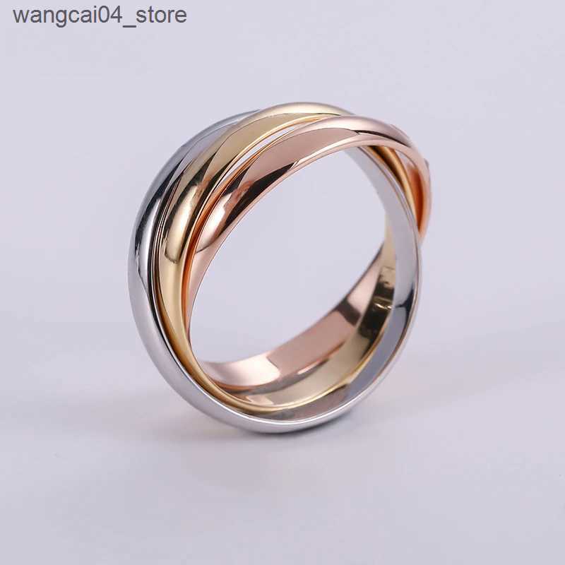Couple Rings Sterling silver rose gold Internet tricolor ring L240910