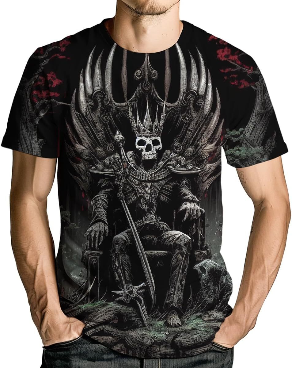 Mens T shirt Men's Skull Graphic Tshirt 3D Print Skeleton Shirt for Men Funny Skull Tees Top tee Casual tops summer clothes Trendy Fashion cool