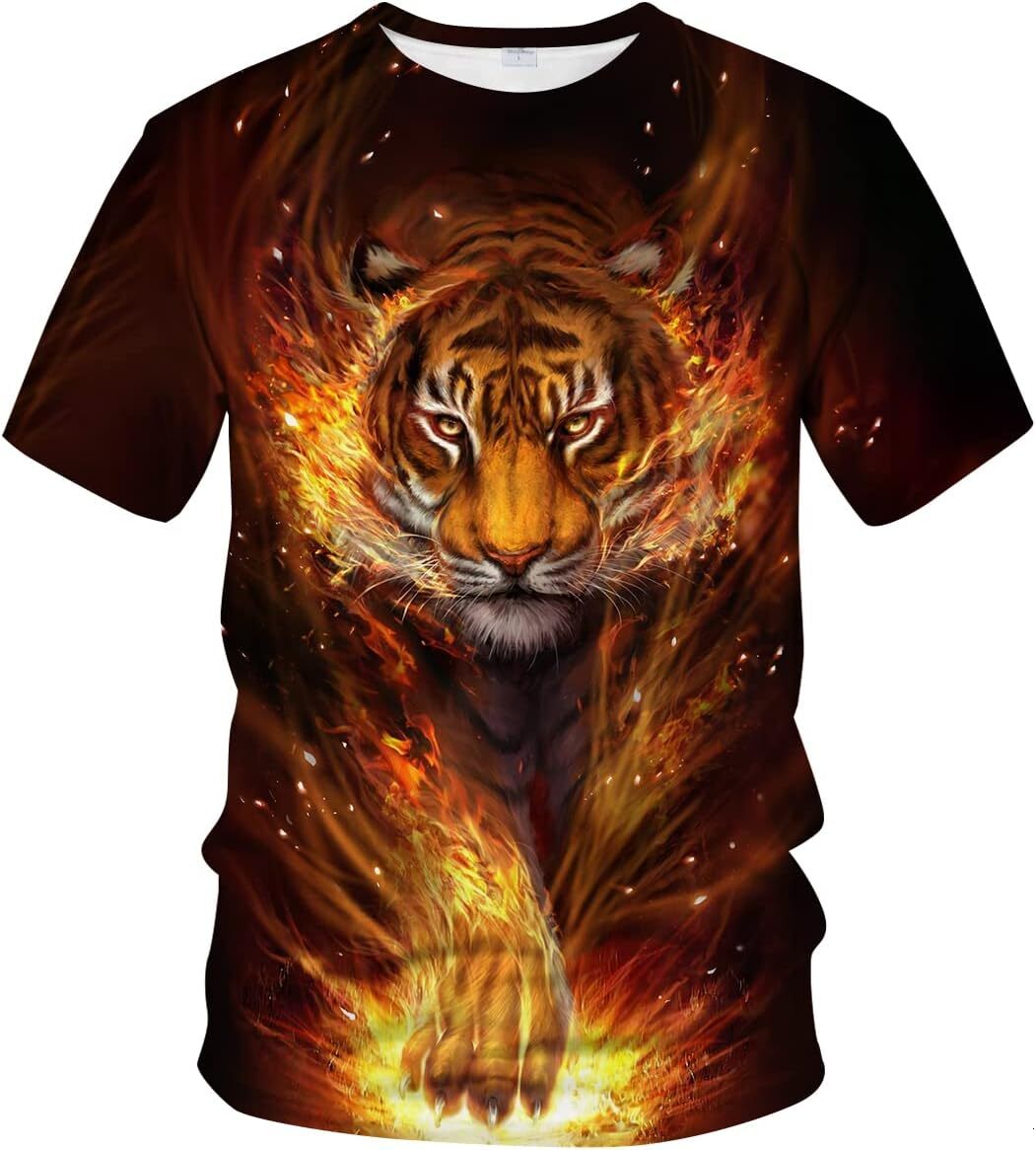 Mens T shirt Men's Tiger T-Shirt Summer Short Sleeve Tees Tops Fantasy Animal Theme Shirt Realistic Graphic Shirt tee Casual tops summer clothes