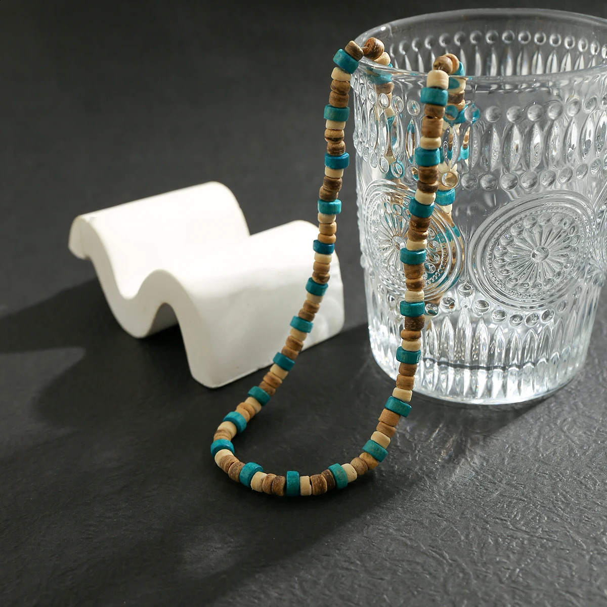 Trendy Small Wood Beads Necklace Men Vintage Short Beaded Chain Choker Necklaces 2023 Fashion Jewelry Collar on Neck Accessories 241010