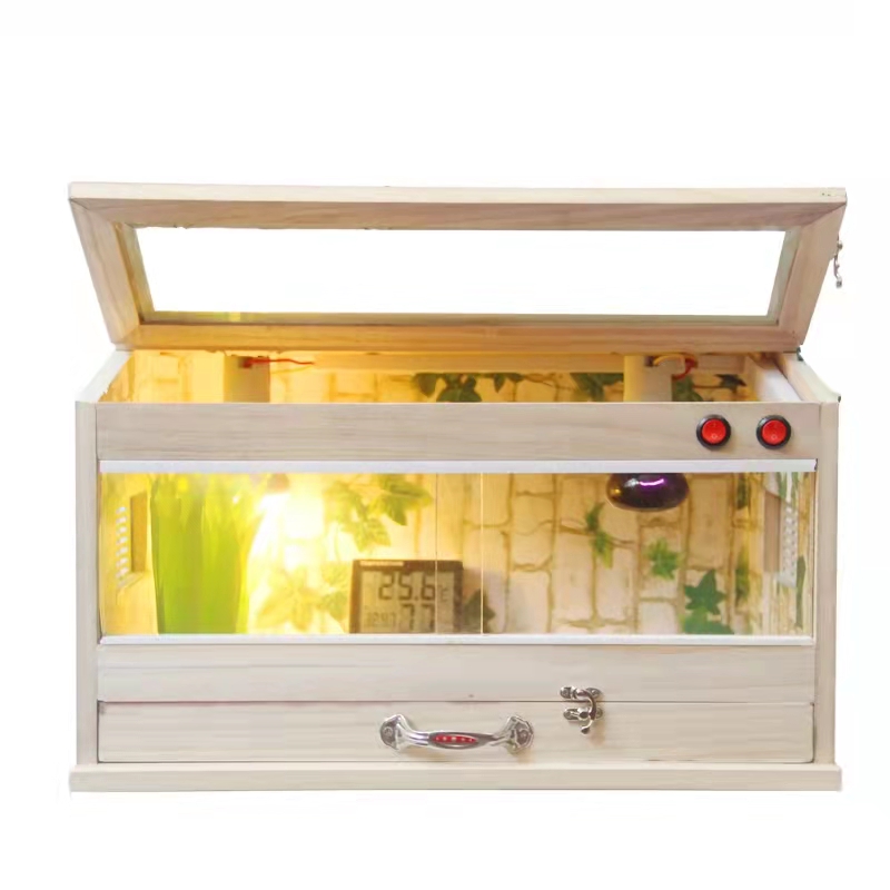 Non-assembled Inclined Plane Solid Wood Box Reptile Breeding Box Horned Frog Lizard Spider Incubator Ovulation Box