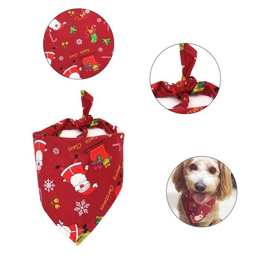 Christmas Pet Bandanas Collar Cotton Dogs Cats Triangular Bibs Scarf Collar with Santa Claus Pattern Animal Accessories