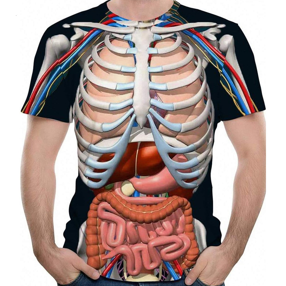 Mens T shirt Halloween T-Shirt Body Anatomy Internal Organ 3D Print T-Shirt Crewneck Short Sleeve Funny Top shirts tshirt graphic tee Casual tops summ