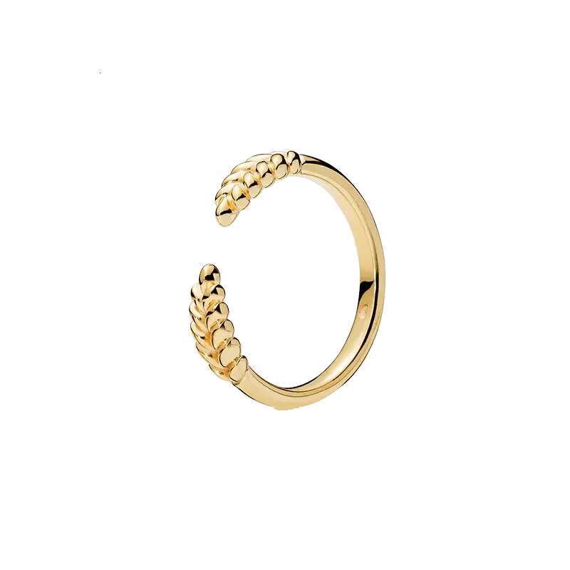 S925 925 Sterling Silver Rose Gold Wishbone Heart Crown Wheat Grains Clear Zircon CZ Open Rings For Women Anniversar Wedding Jewelry Designer Ring Gif