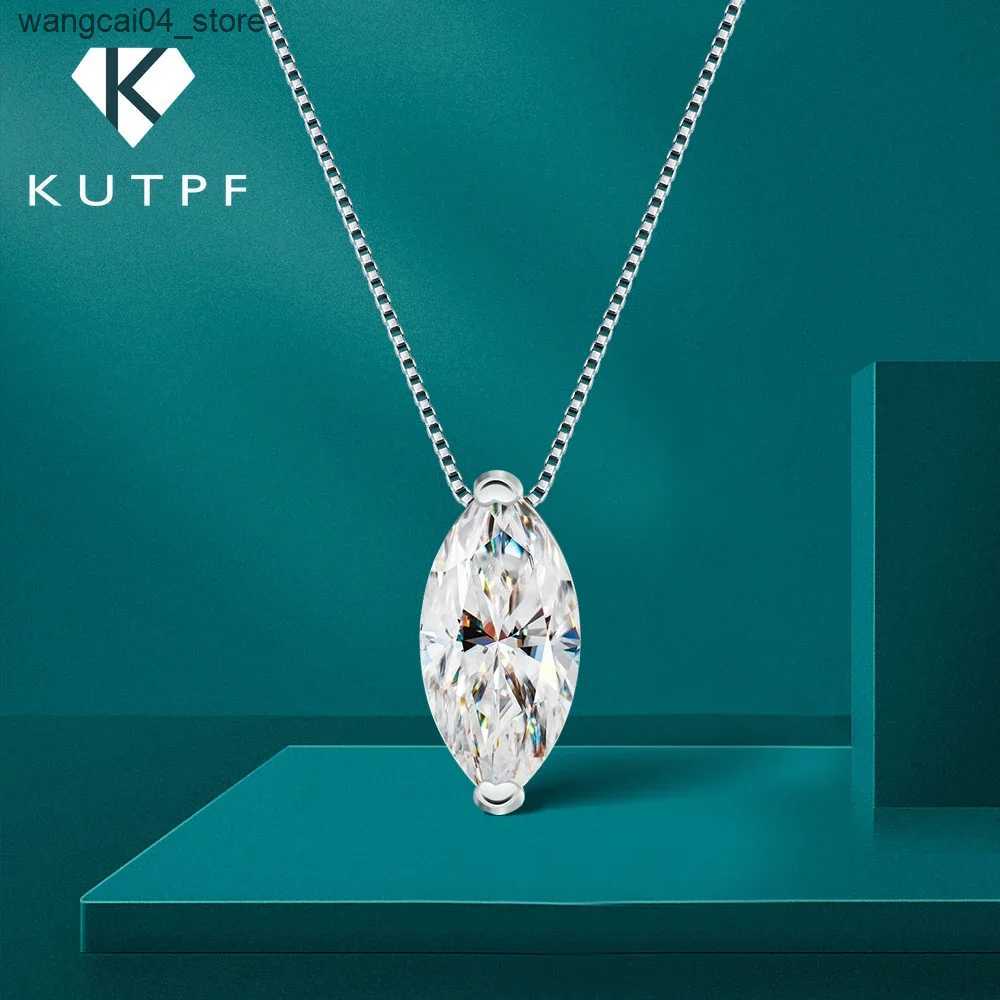 Pendant Necklaces 1CT Marquise Moissanite Pendant Neckalce 925 Sterling Silver Plated Gold Water Drop Diamond Necklaces with Gra for Women Daily L2409