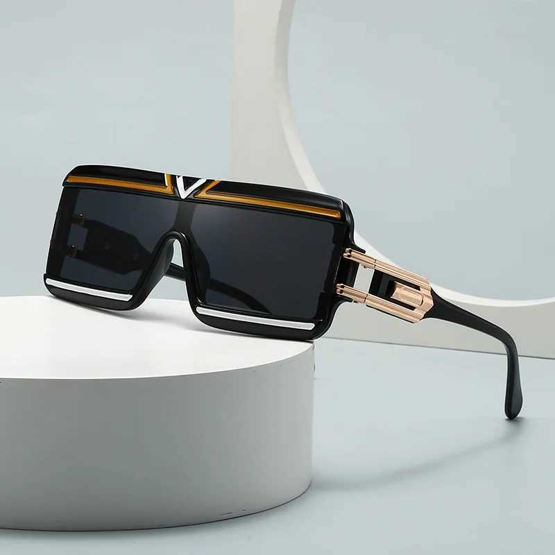 New modern retro flat top large frame mens sunglasses INS style street photography big brand ink women W241015