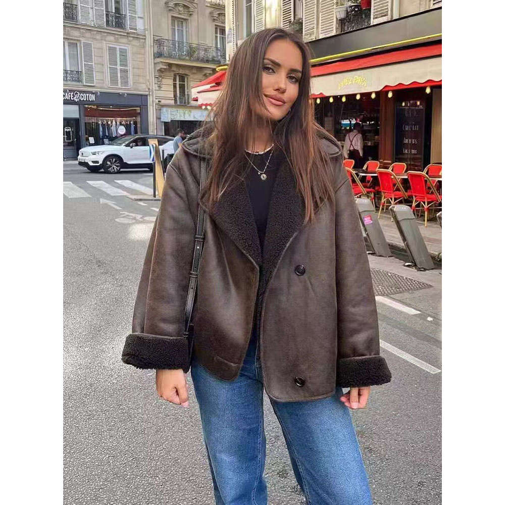 SIYANG Woman Thick Faux Leather Jackets For Women Autumn Winter Warm Wool Blends Coats Demi-Season Plush Jacket Outerwear