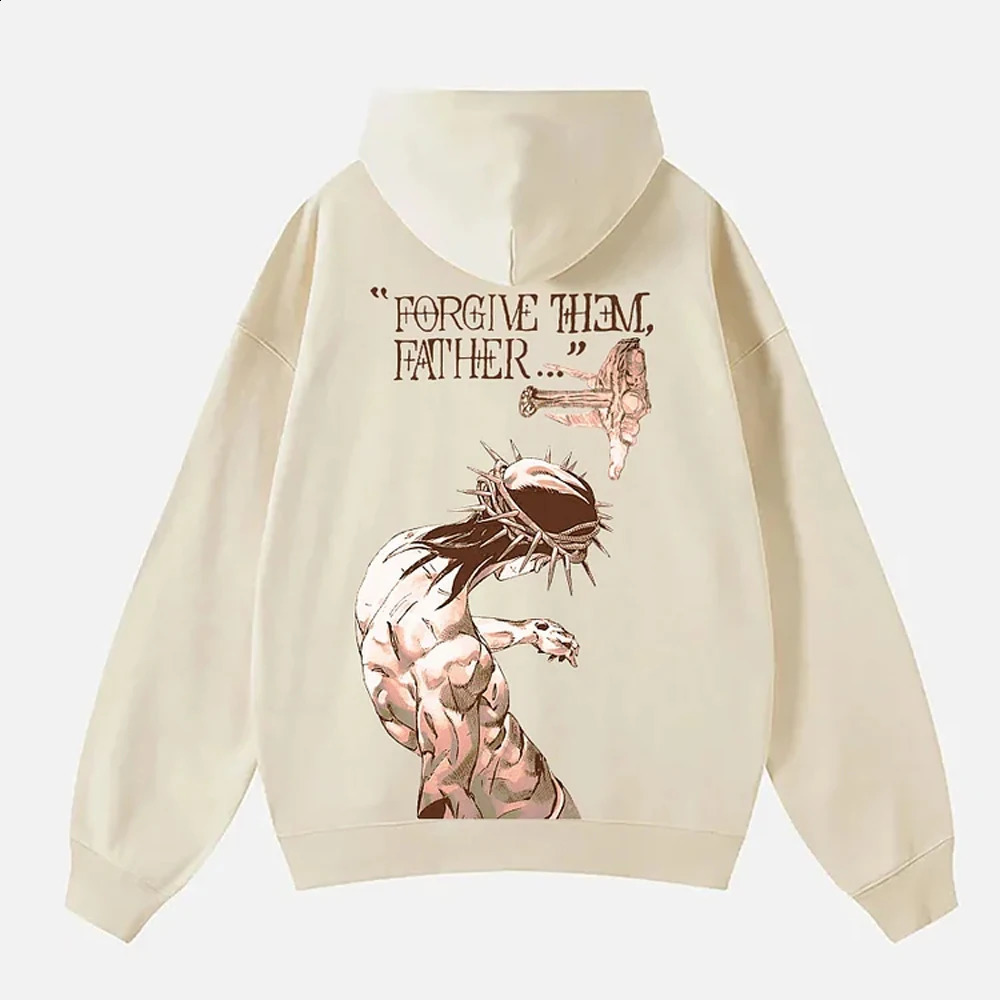 Mens Forgive Them Father Bible Verse printed hoodie FallWinter Adult Childrens street wear casual loose unisgender 241014