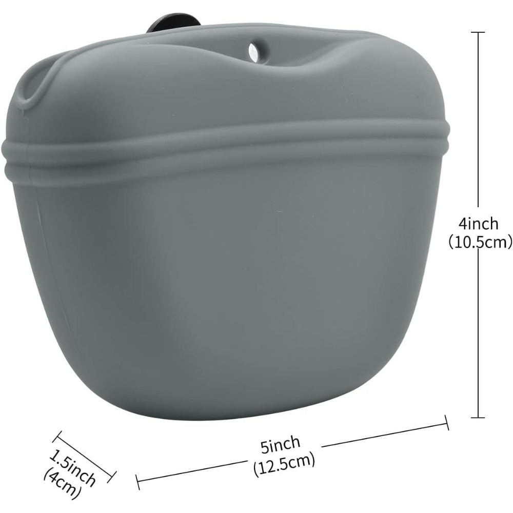 Silicone Dog Pouch Food Dispenser Portable Training Container Convenient Magnetic Buckle Closing and Waist Clip for Dog Walks