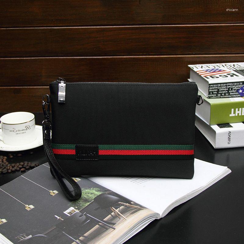 Clutch Bags Canvas Handbag Striped Contrast Color Men's Lightweight Commuter Casual Long Wallet Unisex Fashion d56b