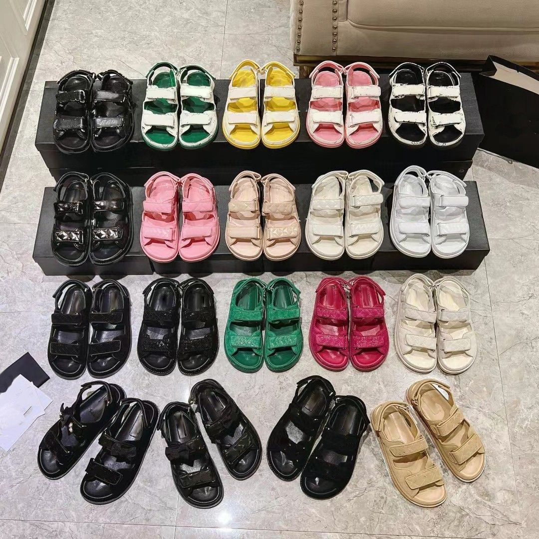 designer sandal for women platform sandals sandale slides shoes thick bottom summer flat heel hook loop casual beach buckle genuine leather high quality with box