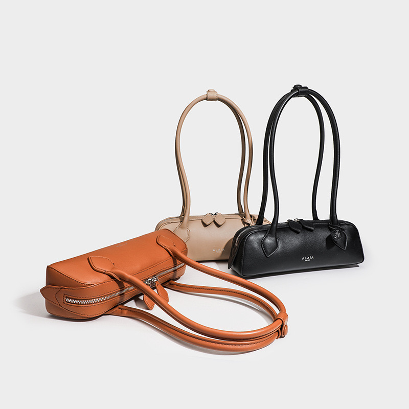 Cowhide Shoulder Bags for Women - Tubular Handles Handbag in Elongated Shape, 2024 New Arrivals dh5727163