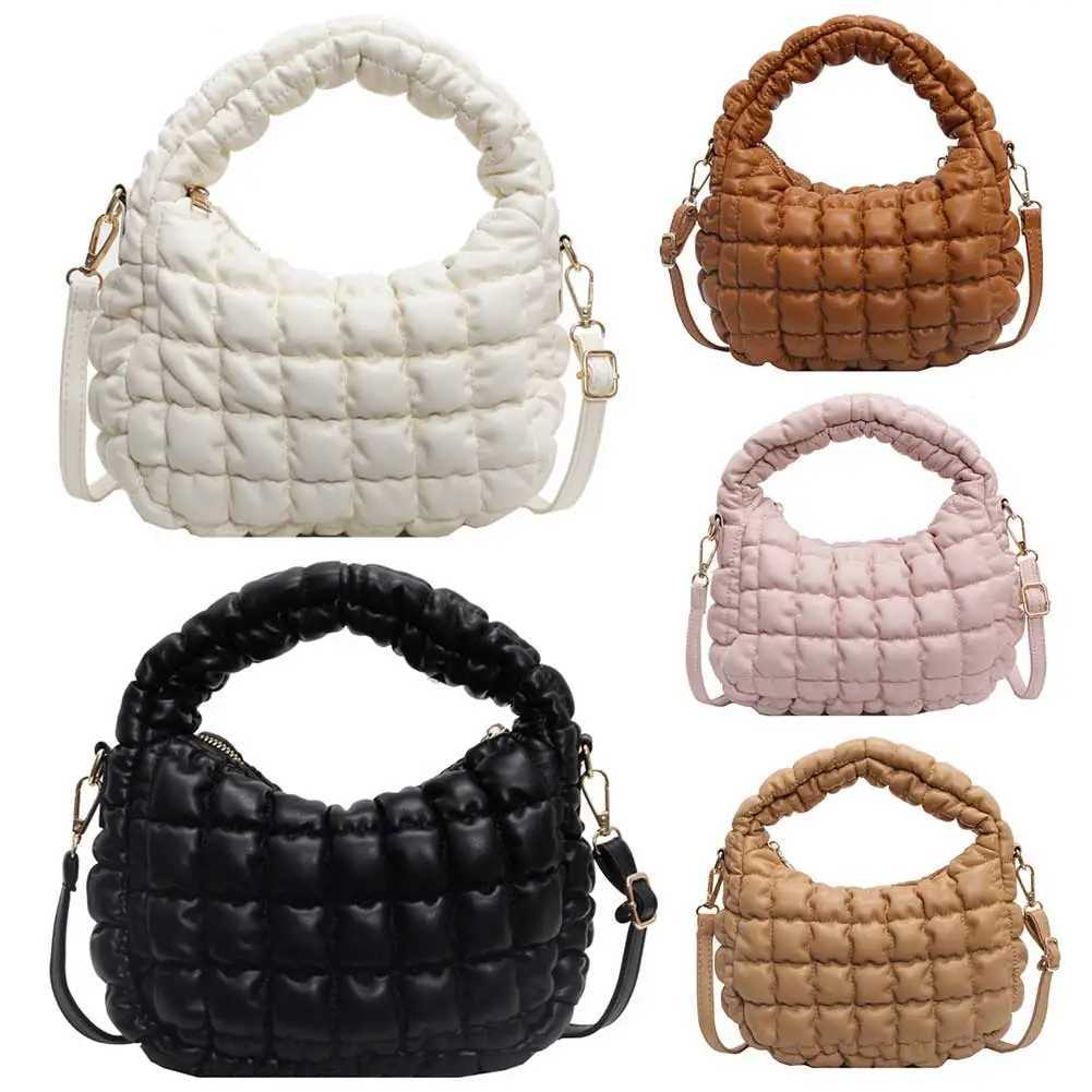 Ladies Pu Puffer Tote Bag Quilted Large Capacity Fashion Shoulder Solid Color Trendy Handbag Padding Purse 241015