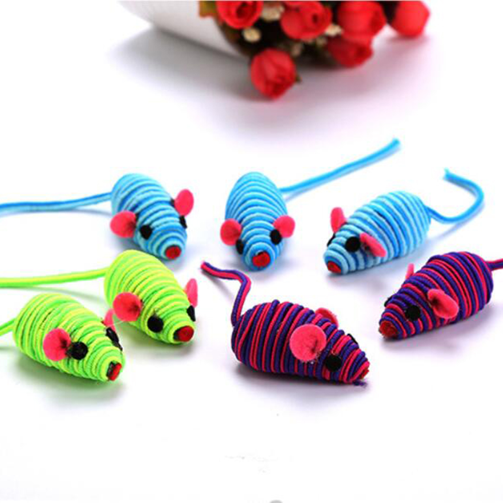 Cat Mouse Toys, Cat Toys Set, Interactive Cat, Cat Teaser Elastic Rope Mouse for Cats Kittens Random color( 12pcs )