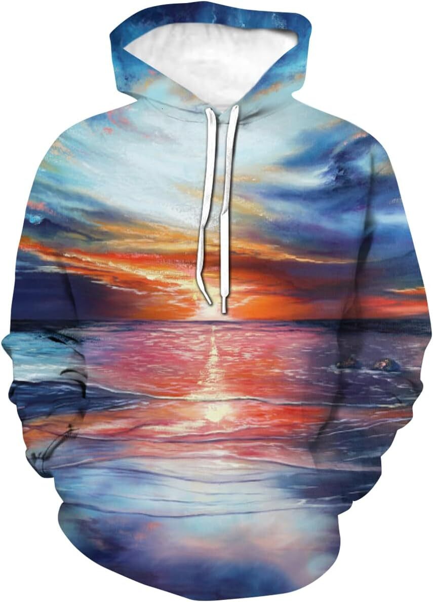 Hoodie for Mens Womens Novelty Tie Dyed Flame Sky Hoodie 3D Art Printing Color Cartoon Pullover Hoodie Graphic Hoodies sweatshirt cool