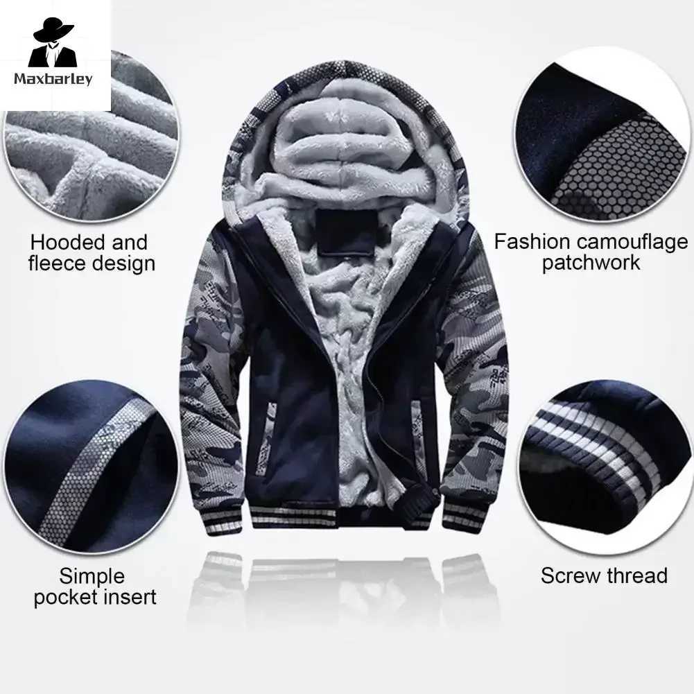 New Fleece Men Set Fashion Brand Tracksuit Lined Thick Sweatshirt + Pants Sportswear Suit Male Winter Warm Hooded Outerwear SuitXJ241015