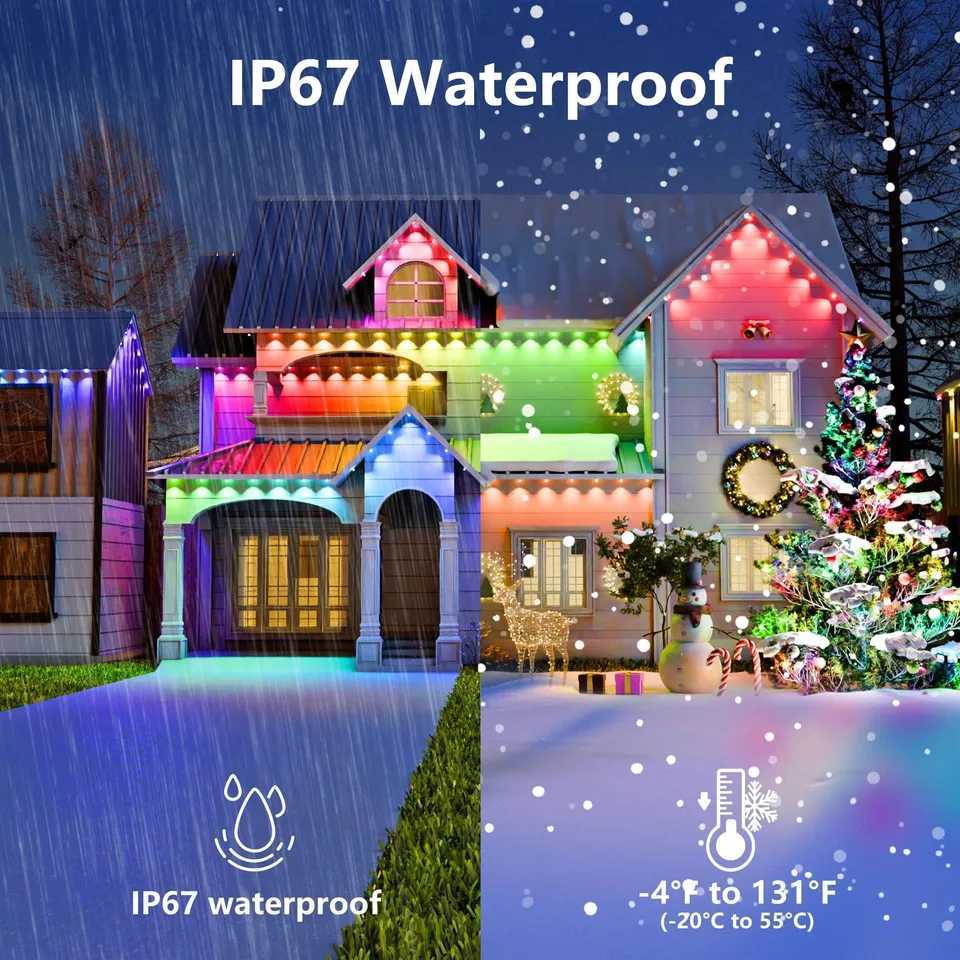 65 foot permanent outdoor Eaves LED string light application controls external RGBIC color change light strip DIY scene mode lighting X241015