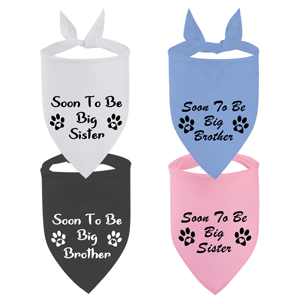 Soon To Be Big Sister Bro Dog Bandana Pregnancy Announcement Photos Shower Gift Gender Reveal Black White Scarf For Pet New Baby