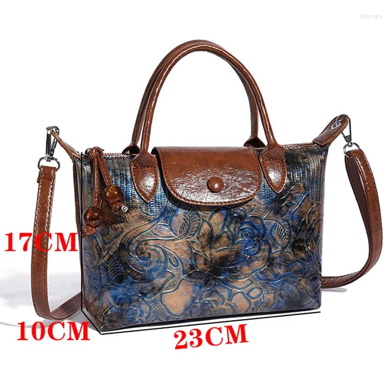 2025 NEW Drawstring Brand Oil Wax Leather Large Capacity Shoulder Crossbody Bags Handbag High Quality Women Sac A Main zhanyishengli
