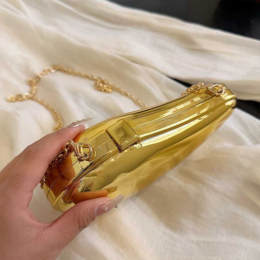Ladies Sparkly Acrylic Clutch Purse Chain Shape Shoulder Bag Metallic Evening for Party Prom 241015